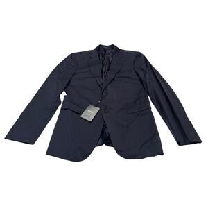 12-6 HUGO BOSS Men's Suit 100% Super 120s Wool Black Size 42L Unhemmed